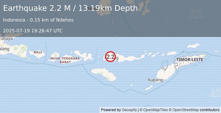 Earthquake Flores Region, Indonesia (2.2 M) (2025-07-19 19:26:47 UTC)