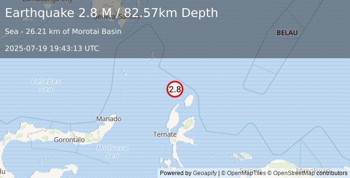 Earthquake Northern Molucca Sea (2.8 M) (2025-07-19 19:43:13 UTC)