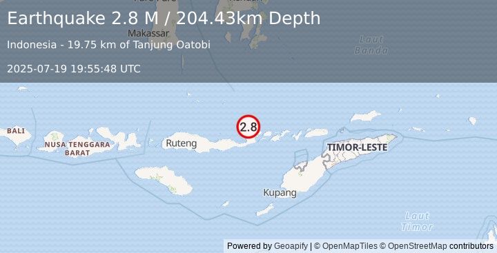 Earthquake Flores Region, Indonesia (2.8 M) (2025-07-19 19:55:48 UTC)