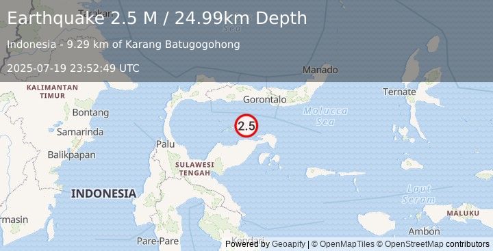 Earthquake Minahassa Peninsula, Sulawesi (2.5 M) (2025-07-19 23:52:49 UTC)
