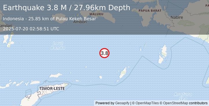 Earthquake Banda Sea (3.8 M) (2025-07-20 02:58:51 UTC)