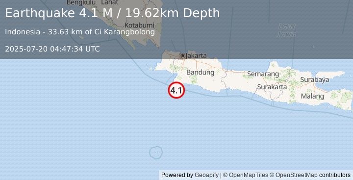 Earthquake Java, Indonesia (4.4 M) (2025-07-20 04:47:36 UTC)