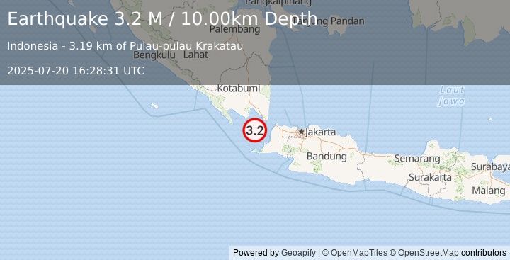 Earthquake Sunda Strait, Indonesia (3.2 M) (2025-07-20 16:28:31 UTC)