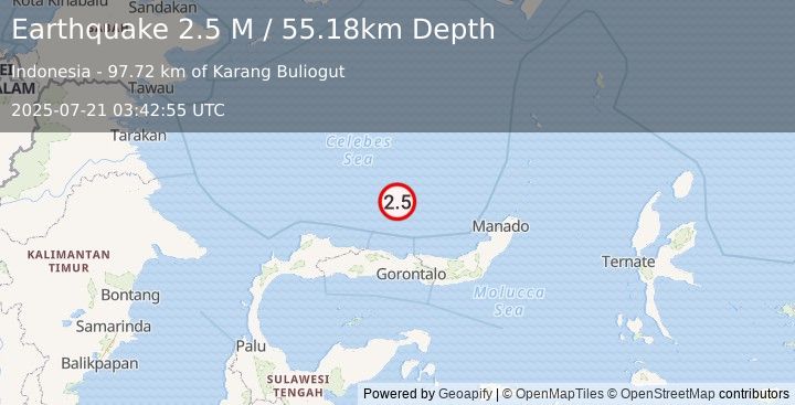 Earthquake Sulawesi, Indonesia (2.8 M) (2025-07-21 03:43:19 UTC)