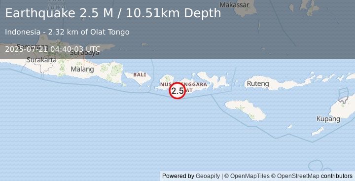 Earthquake Sumbawa Region, Indonesia (2.5 M) (2025-07-21 04:40:03 UTC)