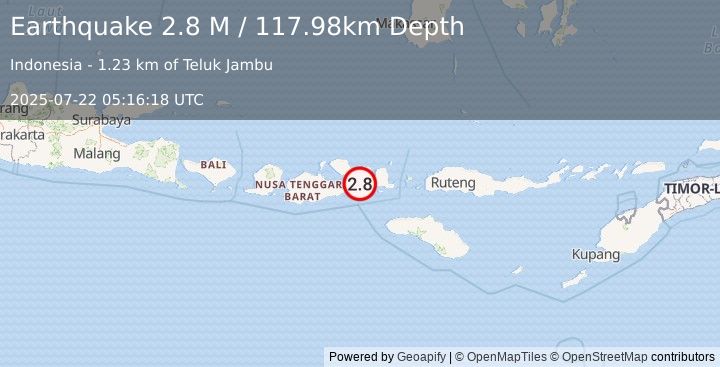 Earthquake Sumbawa Region, Indonesia (2.8 M) (2025-07-22 05:16:18 UTC)