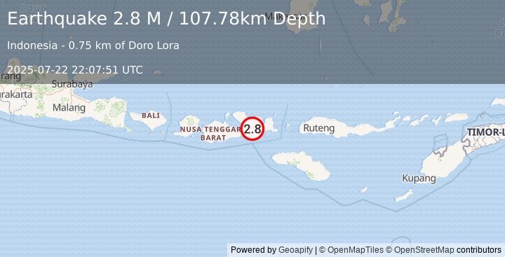 Earthquake Sumbawa Region, Indonesia (2.8 M) (2025-07-22 22:07:50 UTC)