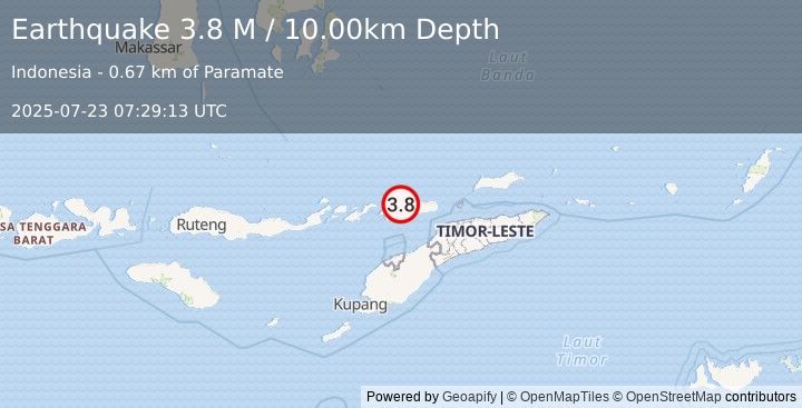 Earthquake Timor Region (3.8 M) (2025-07-23 07:29:13 UTC)