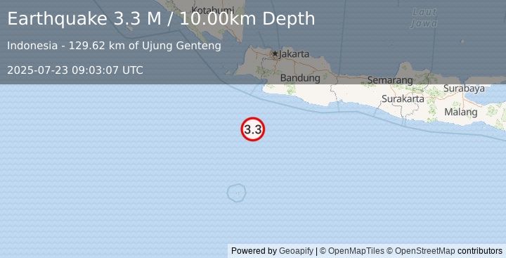 Earthquake South of Java, Indonesia (3.3 M) (2025-07-23 09:03:07 UTC)