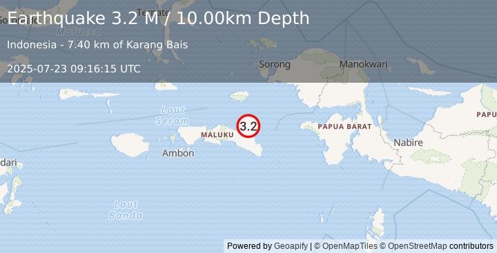 Earthquake Seram, Indonesia (3.2 M) (2025-07-23 09:16:15 UTC)