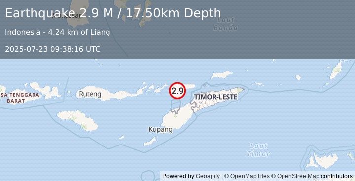 Earthquake Timor Region (2.9 M) (2025-07-23 09:38:16 UTC)