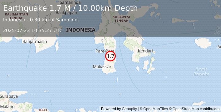 Earthquake Sulawesi, Indonesia (1.7 M) (2025-07-23 10:35:27 UTC)