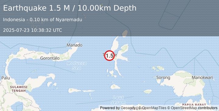 Earthquake Halmahera, Indonesia (1.5 M) (2025-07-23 10:38:32 UTC)