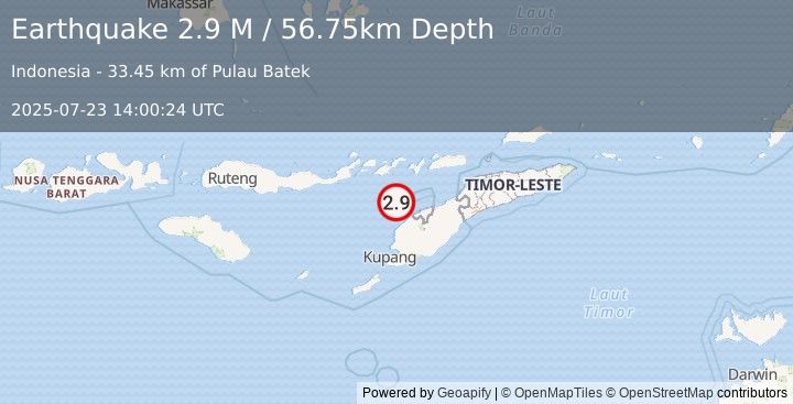Earthquake Timor Region (2.9 M) (2025-07-23 14:00:24 UTC)
