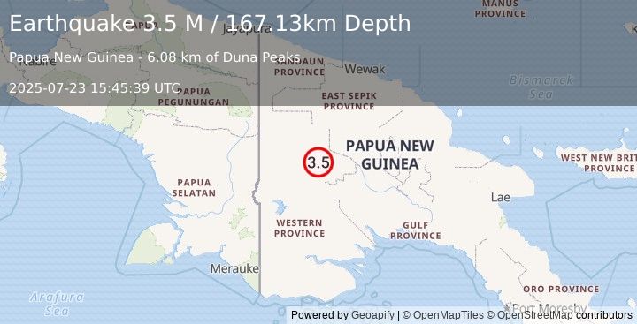Earthquake New Guinea, Papua New Guinea (3.5 M) (2025-07-23 15:45:39 UTC)