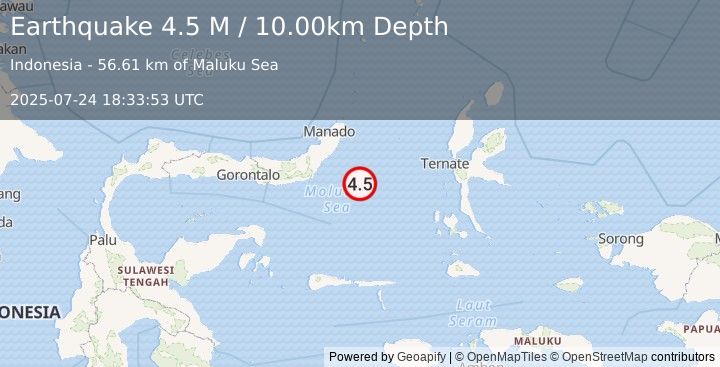 Earthquake Northern Molucca Sea (4.5 M) (2025-07-24 18:33:54 UTC)