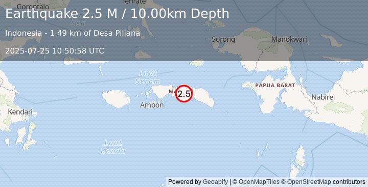 Earthquake Seram, Indonesia (2.5 M) (2025-07-25 10:50:58 UTC)