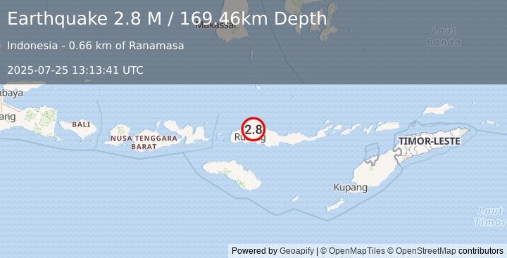 Earthquake Flores Region, Indonesia (2.8 M) (2025-07-25 13:13:41 UTC)