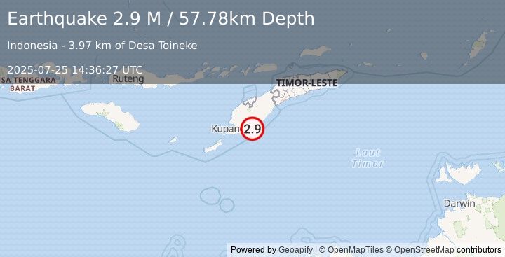 Earthquake Timor Region (2.9 M) (2025-07-25 14:36:27 UTC)