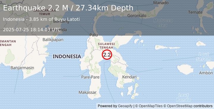 Earthquake Sulawesi, Indonesia (2.2 M) (2025-07-25 18:14:03 UTC)