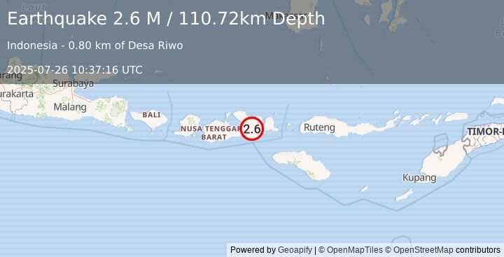 Earthquake Sumbawa Region, Indonesia (2.6 M) (2025-07-26 10:37:16 UTC)