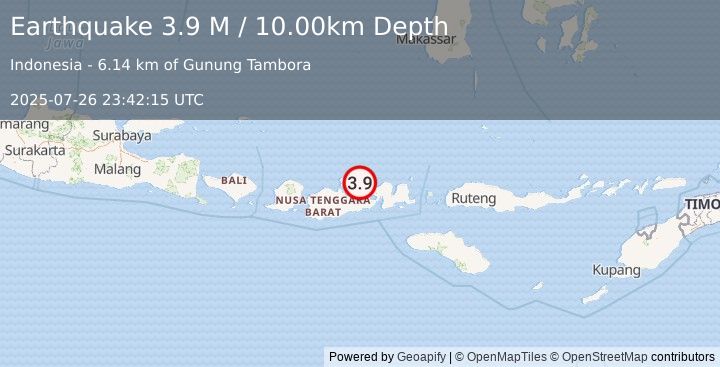 Earthquake Sumbawa Region, Indonesia (4.1 M) (2025-07-26 23:42:16 UTC)