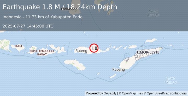 Earthquake Flores Region, Indonesia (1.8 M) (2025-07-27 14:45:00 UTC)