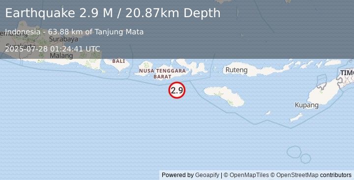 Earthquake Sumbawa Region, Indonesia (2.9 M) (2025-07-28 01:24:41 UTC)