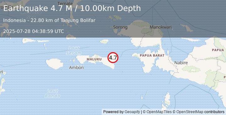 Earthquake Seram, Indonesia (4.7 M) (2025-07-28 04:38:59 UTC)