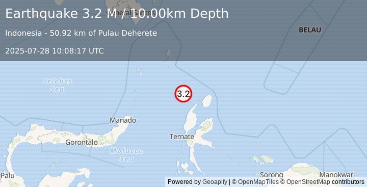 Earthquake Northern Molucca Sea (3.2 M) (2025-07-28 10:08:17 UTC)