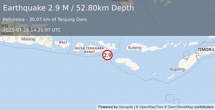 Earthquake Sumbawa Region, Indonesia (2.9 M) (2025-07-28 14:21:07 UTC)