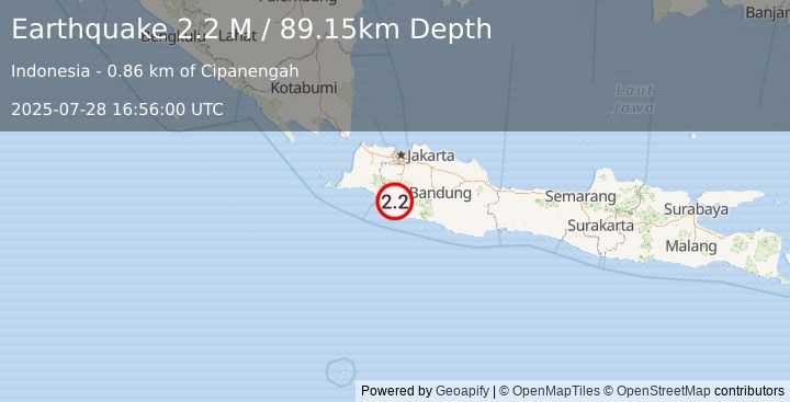 Earthquake Java, Indonesia (2.2 M) (2025-07-28 16:56:00 UTC)