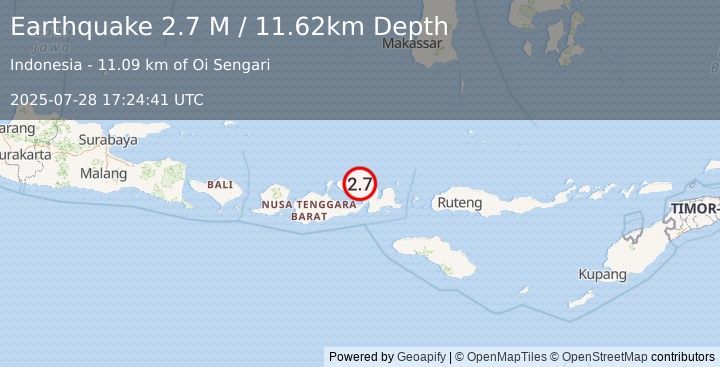 Earthquake Sumbawa Region, Indonesia (2.7 M) (2025-07-28 17:24:41 UTC)