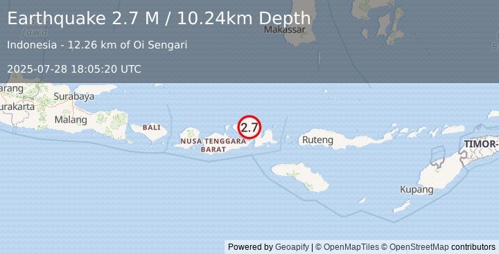 Earthquake Sumbawa Region, Indonesia (2.7 M) (2025-07-28 18:05:20 UTC)