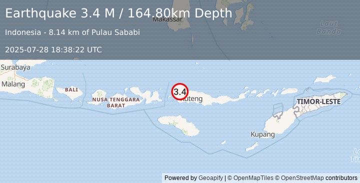 Earthquake Flores Region, Indonesia (3.4 M) (2025-07-28 18:38:22 UTC)