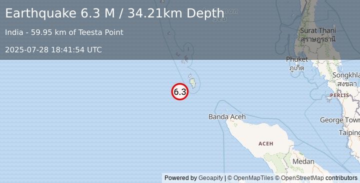 Earthquake Nicobar Islands, India Region (6.2 M) (2025-07-28 18:41:50 UTC)