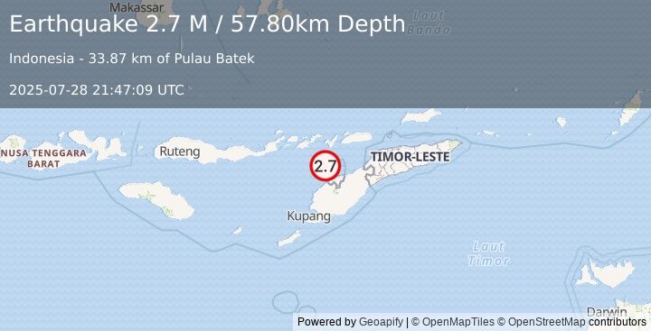 Earthquake Timor Region (2.7 M) (2025-07-28 21:47:09 UTC)