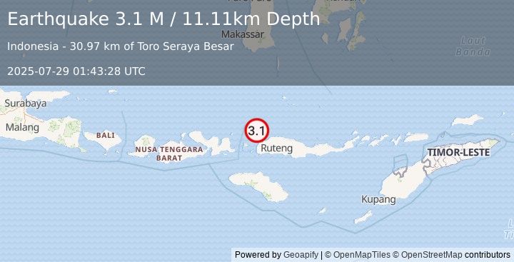 Earthquake Flores Region, Indonesia (3.1 M) (2025-07-29 01:43:28 UTC)