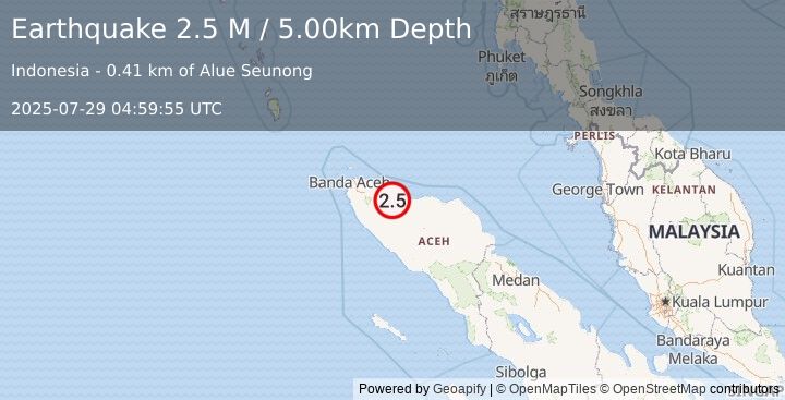 Earthquake Northern Sumatra, Indonesia (2.5 M) (2025-07-29 04:59:55 UTC)