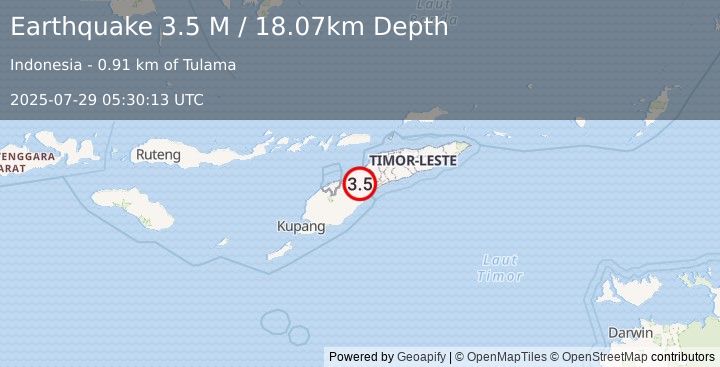 Earthquake Timor Region (3.5 M) (2025-07-29 05:30:13 UTC)