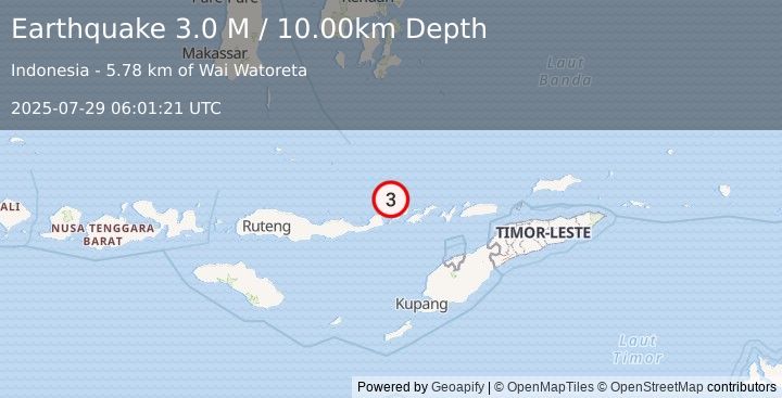 Earthquake Flores Region, Indonesia (3.0 M) (2025-07-29 06:01:21 UTC)