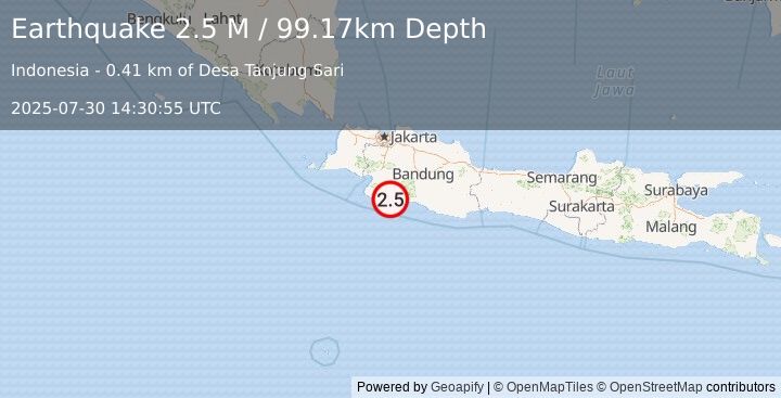 Earthquake Java, Indonesia (2.5 M) (2025-07-30 14:30:55 UTC)