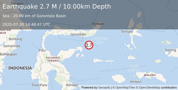 Earthquake Southern Molucca Sea (2.7 M) (2025-07-30 14:48:47 UTC)