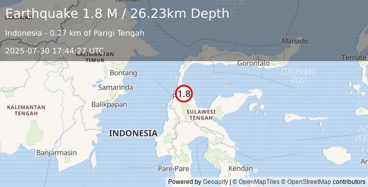 Earthquake Minahassa Peninsula, Sulawesi (1.8 M) (2025-07-30 17:44:27 UTC)