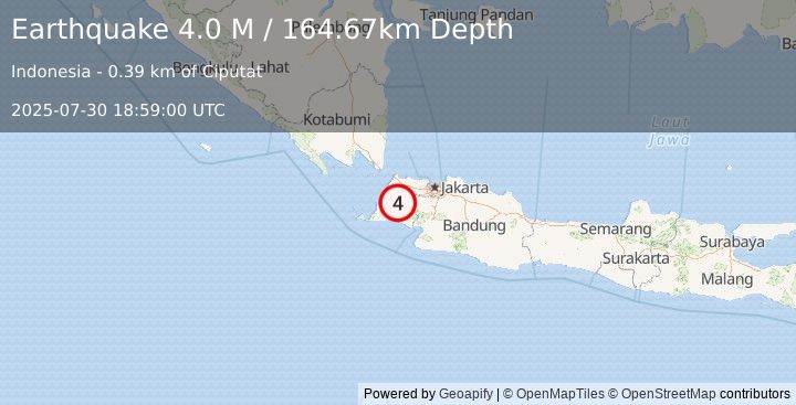 Earthquake Java, Indonesia (4.0 M) (2025-07-30 18:59:00 UTC)