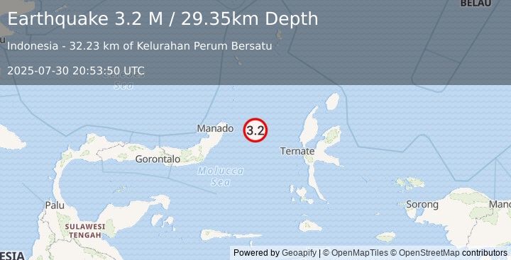 Earthquake Northern Molucca Sea (3.2 M) (2025-07-30 20:53:50 UTC)