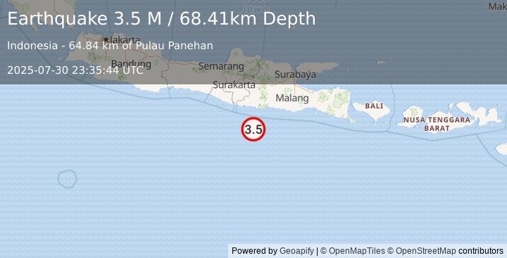 Earthquake Java, Indonesia (3.5 M) (2025-07-30 23:35:44 UTC)