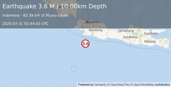 Earthquake Java, Indonesia (3.5 M) (2025-07-31 01:44:05 UTC)