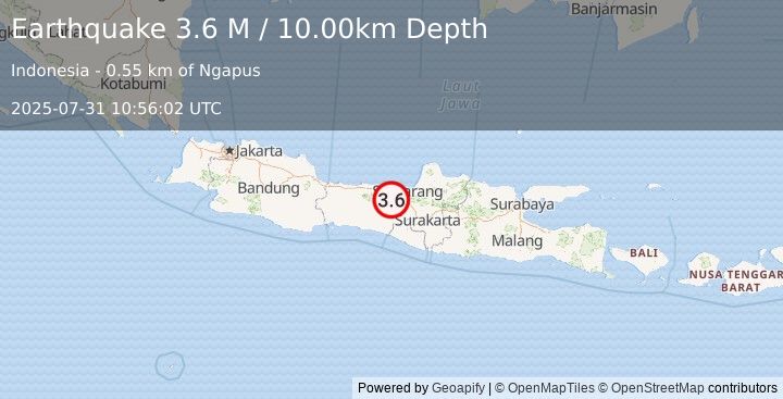 Earthquake Java, Indonesia (3.6 M) (2025-07-31 10:56:02 UTC)