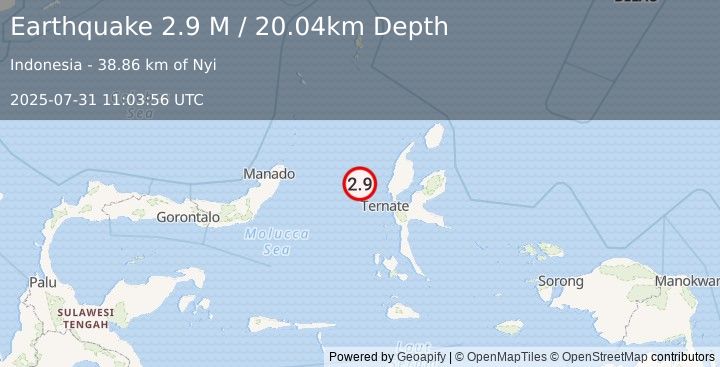 Earthquake Northern Molucca Sea (2.9 M) (2025-07-31 11:03:56 UTC)